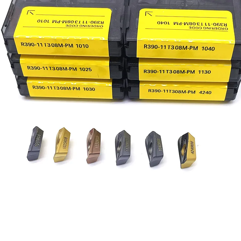Inserções de Carboneto para Indexável Face Milling Torneamento Ferramentas Fresadora Cnc Cortador R390 11t308 pm 1025 1130 1030 1040 4240