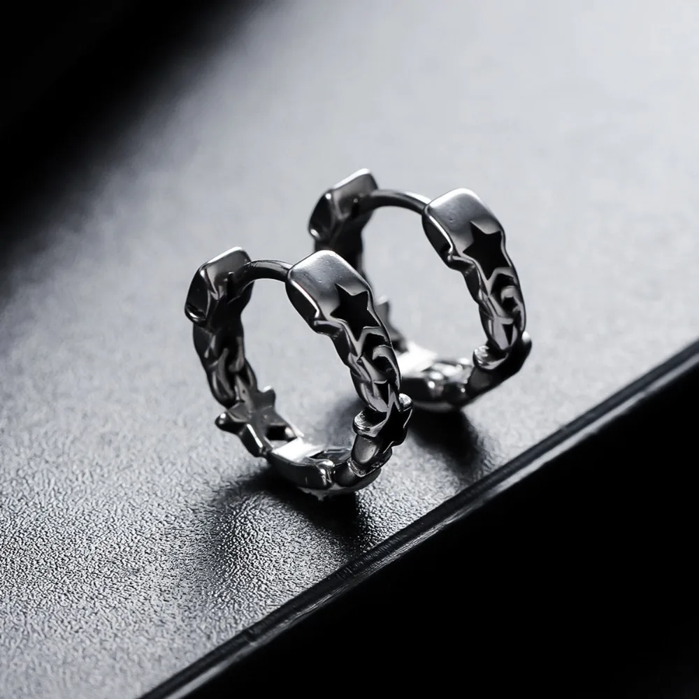1pair Five-pointed Star Boy Retro Design Cool Style Unique Stud Earrings for Girls Versatile Ear Accessories for All Occasions