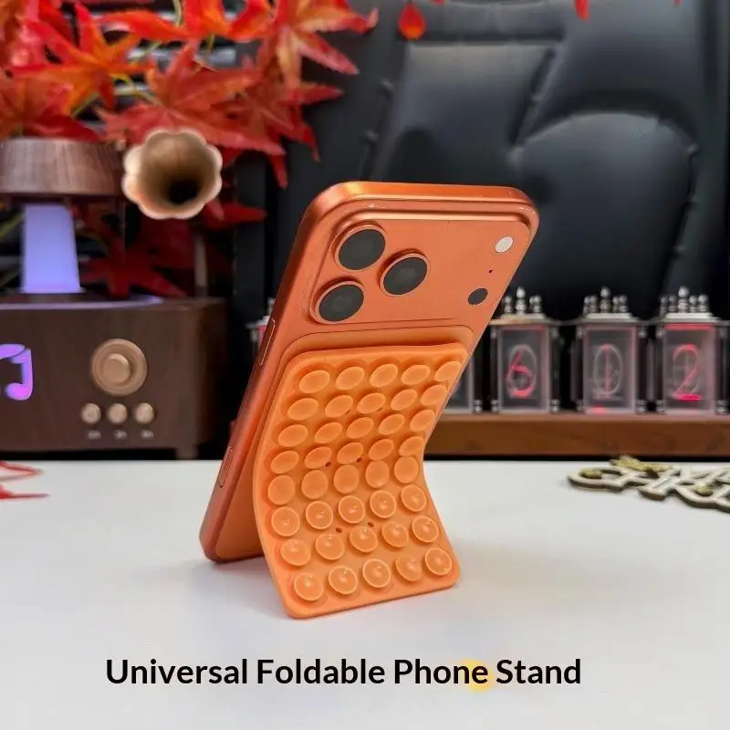 Silicone Suction Cup Phone Holder Hands Free Anti-Slip Mobile Fixture Pad for Video Call Live Streaming Desk Use