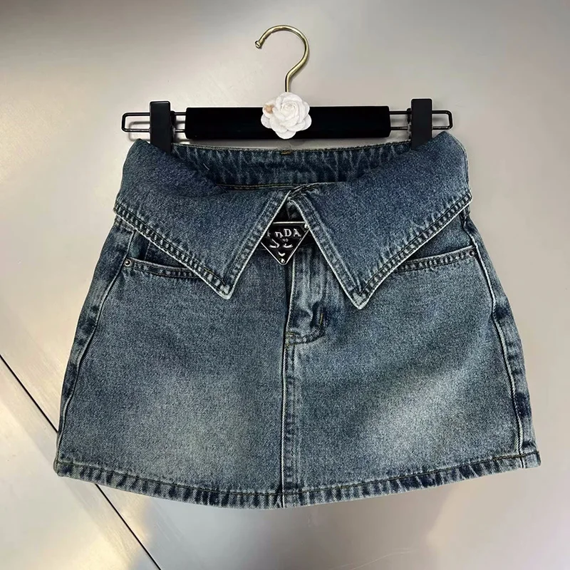 

2023 Summer New Fashion Button Zipper Slim Fit Korean Street Casual A-line Skirt Fashion High Waist Denim Mini Skirt Women's