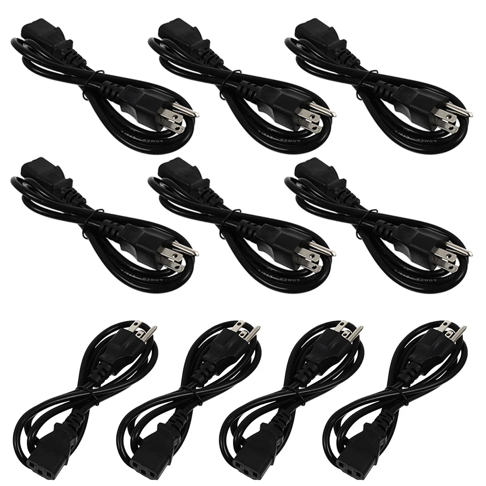

10Pcs Extension Cable Pure Copper 3-Prong Power Cord for Desktop Computer Monitor Pc Printer Replacement Wire