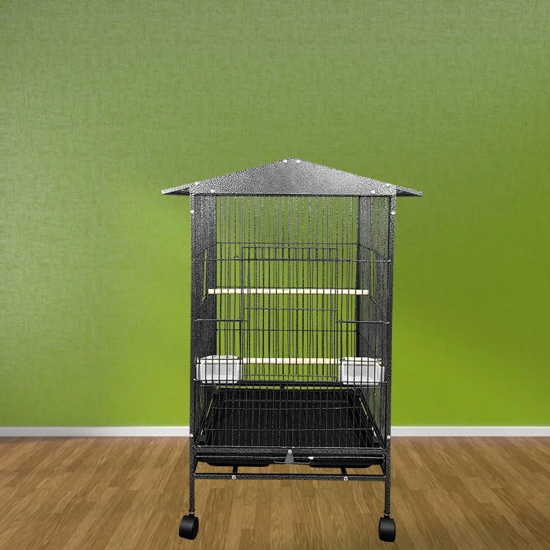 

Bird cage parrot pointed roof tray wooden stick food box villa Xuanfeng peony tiger skin large metal bird cage