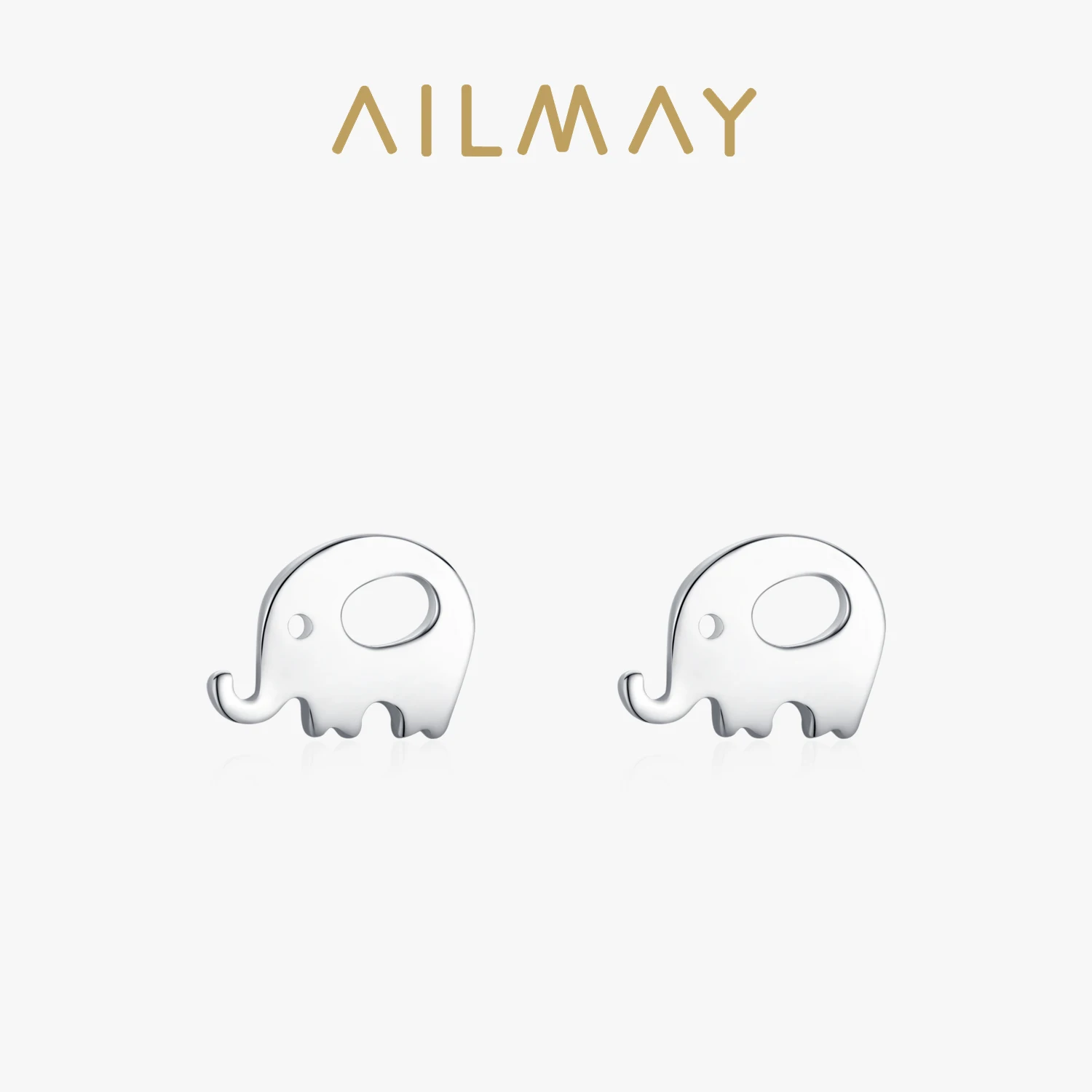 Ailmay Solid 925 Sterling Silver Simple Elephant Small Stud Earrings For Women Animal Earrings Anti-allergy Fine Jewelry Gifts