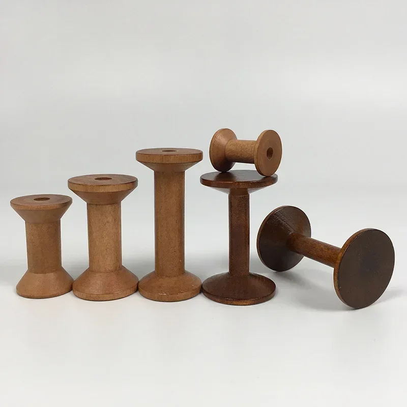 

Vintage Wooden Spools DIY Reels Organizer for Sewing Ribbons Twine Wood Crafts Tools Thread Wire Spool Needlework Supplies