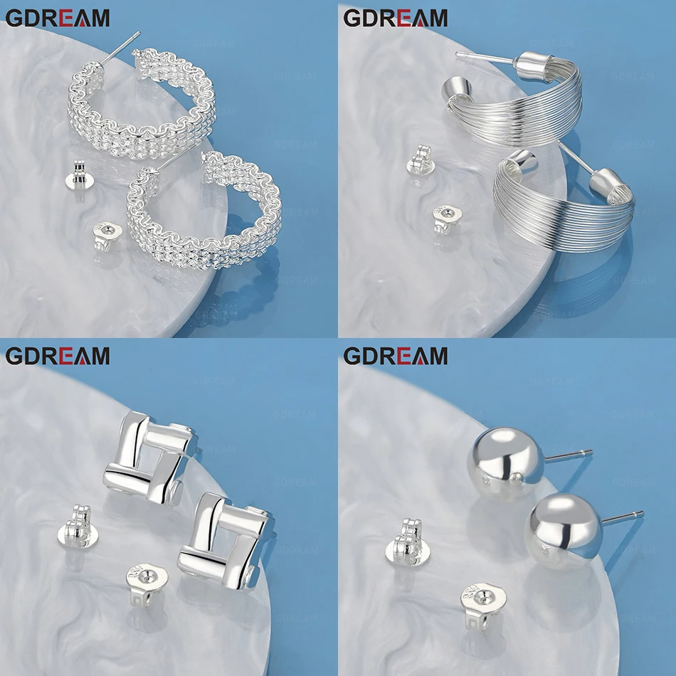 

GDREAM 925 Sterling Silver Wire Stud Earrings Cute Women Unique Accessories Party Jewelry