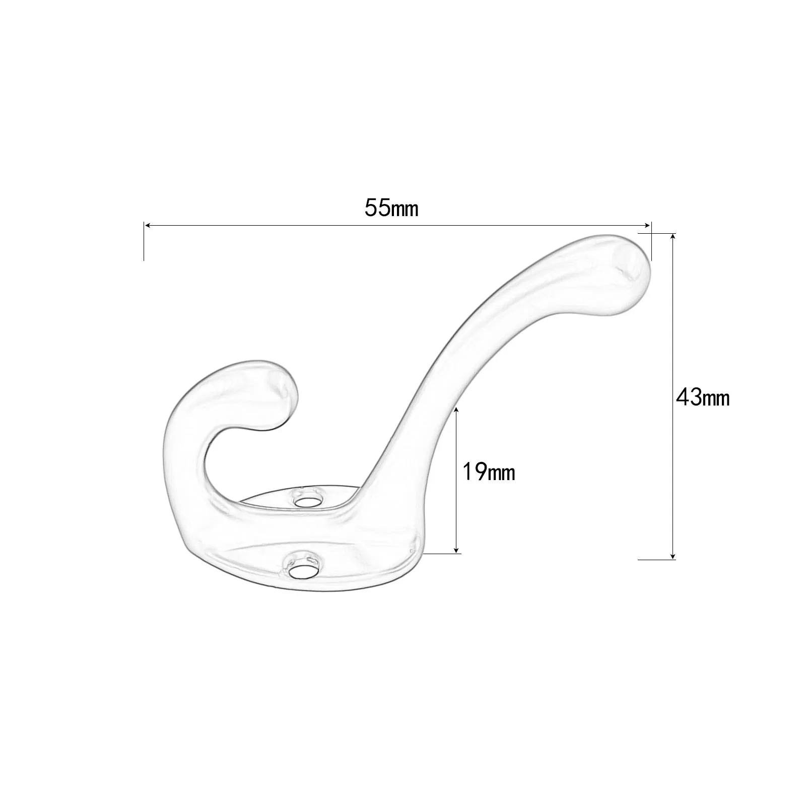 1pc Antique Bronze/Black Wall Door Bath Coat Hook Hanger Bathroom Accessories Furniture Hardware with Screw 55*43*19mm
