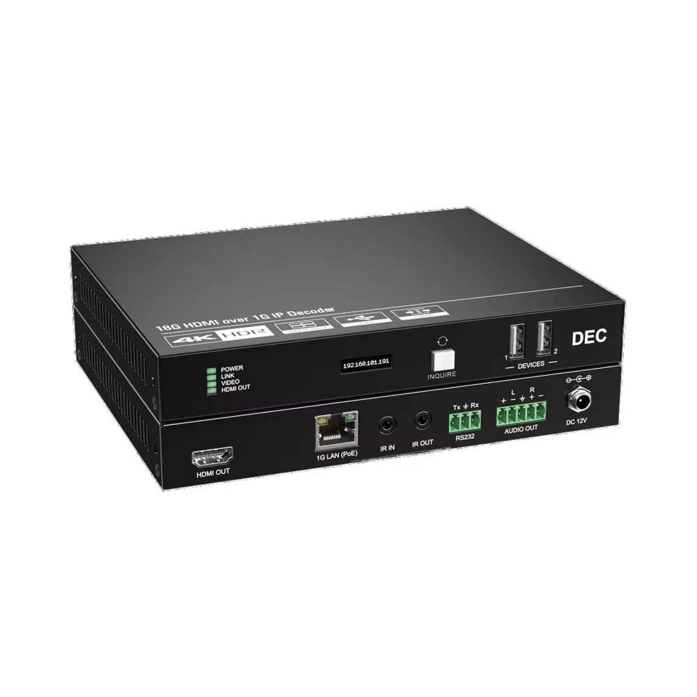 

4K60Hz 18G hd Over 1G IP Video Encoder hdmi Encoder/decoder Supports Video Wall Mode up to 9x9 Screens.
