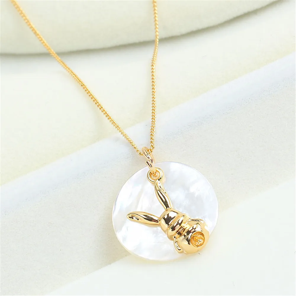 

Domestic 14k Gold Plating Real Gold Good Color Preservation Rabbit Shell Pearl Pendant DIY Accessories Empty Support Women