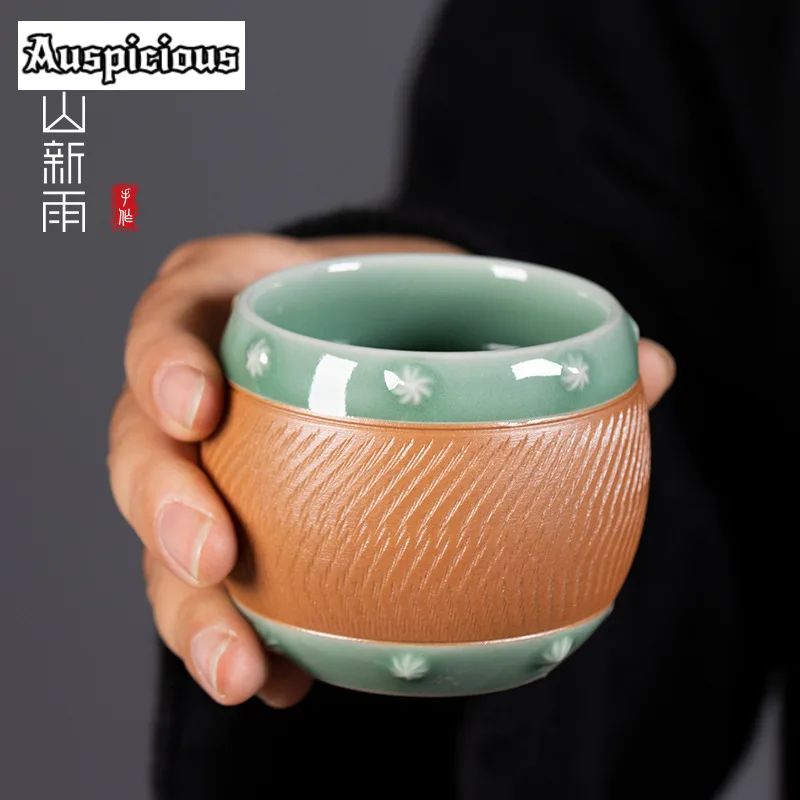 Handmade Jumping Knife Longquan Celadon Tea Set Complete Set Creative Tea Ceremony Set Teapot and Tea Cup Set Teaset Collection