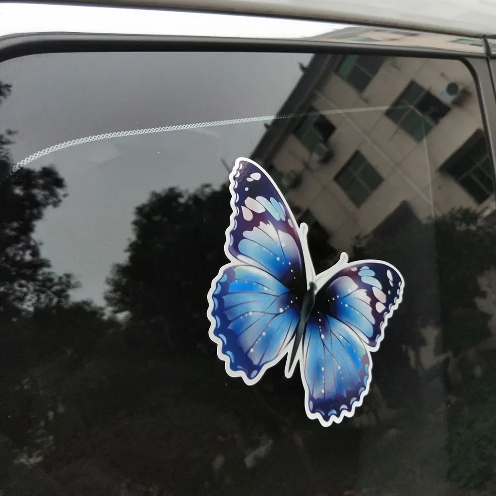 1Pc Blue Butterfly Vinyl Sticker Waterproof Scratch Cover Decal for Motorcycle Car Window Bumper