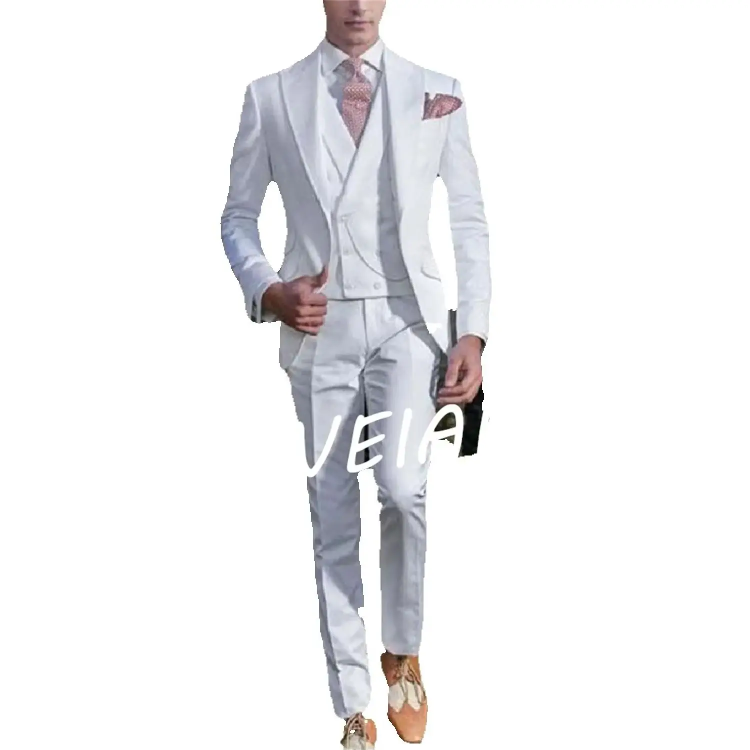 

CustomizedNew Arrival White Italian Wedding Men Suits Groom Tuxedos 3 Pieces (Jacket+Pants+Vest) Bridegroom Suits Best Man Prom