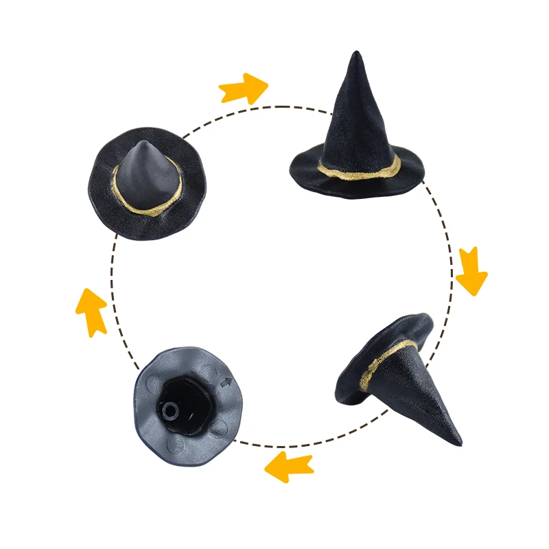 10pcs Miniature Witch Hats Cauldron Holder Jars Crafts Halloween Party Cake DIY Decor Candy Bucket Pot Tiny Hats Ornaments Cover