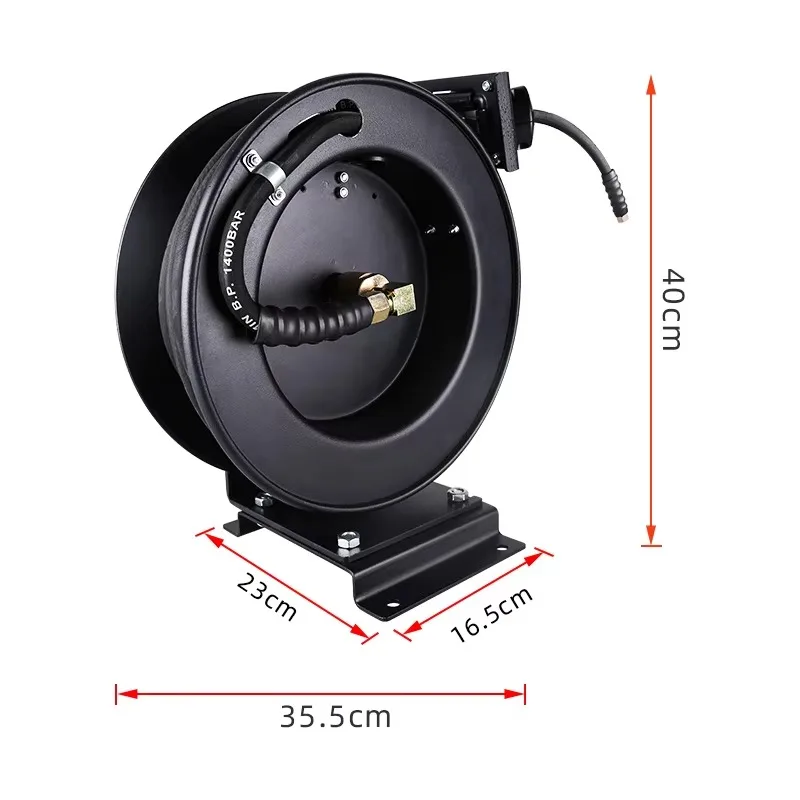 5000 PSI 33 FT 3/8'' Single Arm High Pressure Hose Reel Automatic Telescopic Pressure Drum Garden Hose Reel