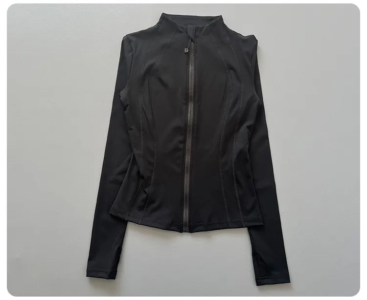 Damen Sportjacke mit Reißverschluss, Langen Ärmeln und Daumenlöchern, Slim Fit, Schnelltrocknend für Laufen, Fitness, Yoga und Sport – Detail 21