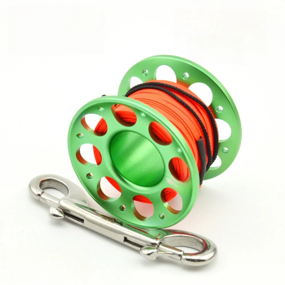 Compact Scuba Diving Reel with T6061 Aviation Aluminum Construction 316 Stainless Steel Dual Hook and Twist Rotating Joint