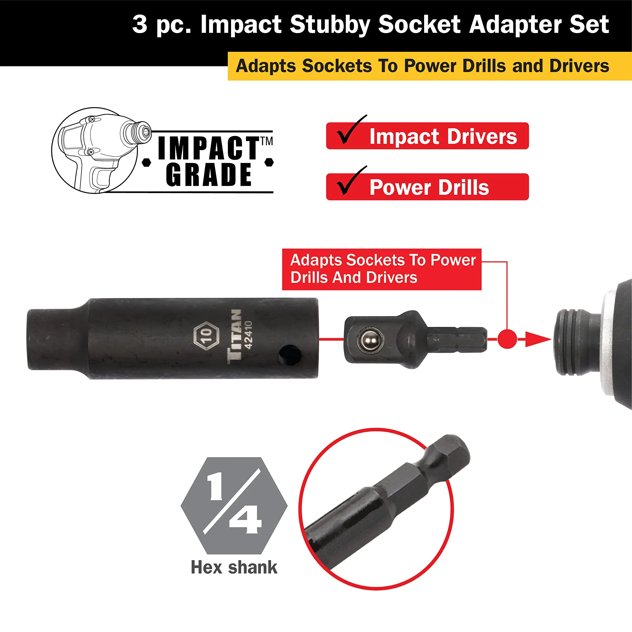 SenNan 3pcs Impact Socket Adapter 1/4 3/8 1/2\