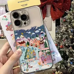 Christmas Day Gifts Phone Case For iPhone 15 Pro Max 16 14 13 12 11 Pro Fashion Cartoon Transparent Silicone Anti Drop Covers