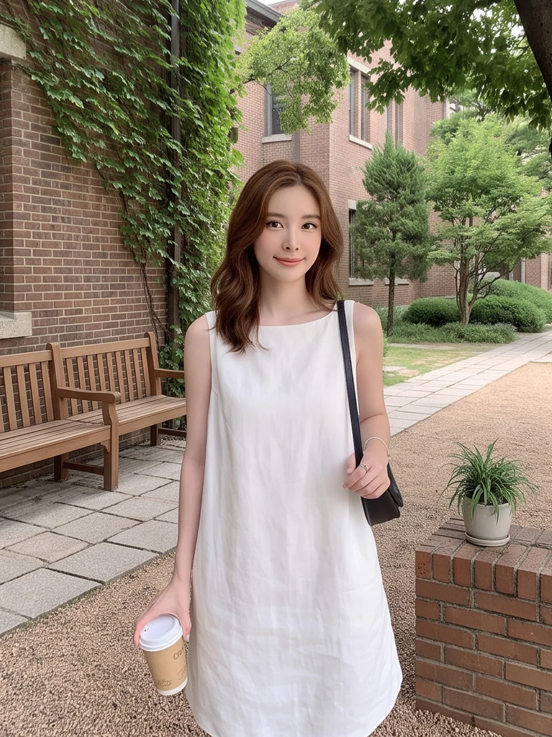 Summer New White Sleeveless Vest Dress Women's Beach Holiday Style Simple Fashionable Qualitative Beachside Casual Skirt