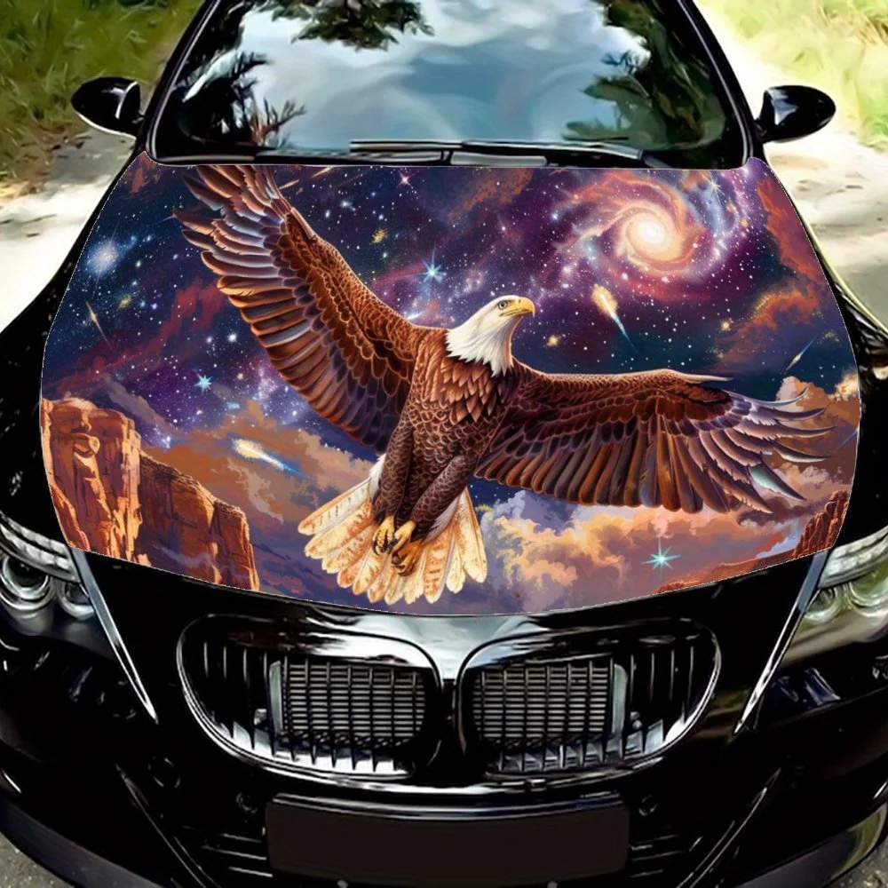 

Galactic Canyon Eagle наклейка на капот автомобиля, самоклеящаяся ПВХ украшение на капот, устойчивая к царапинам наклейка, защита, автоаксессуары в подарок