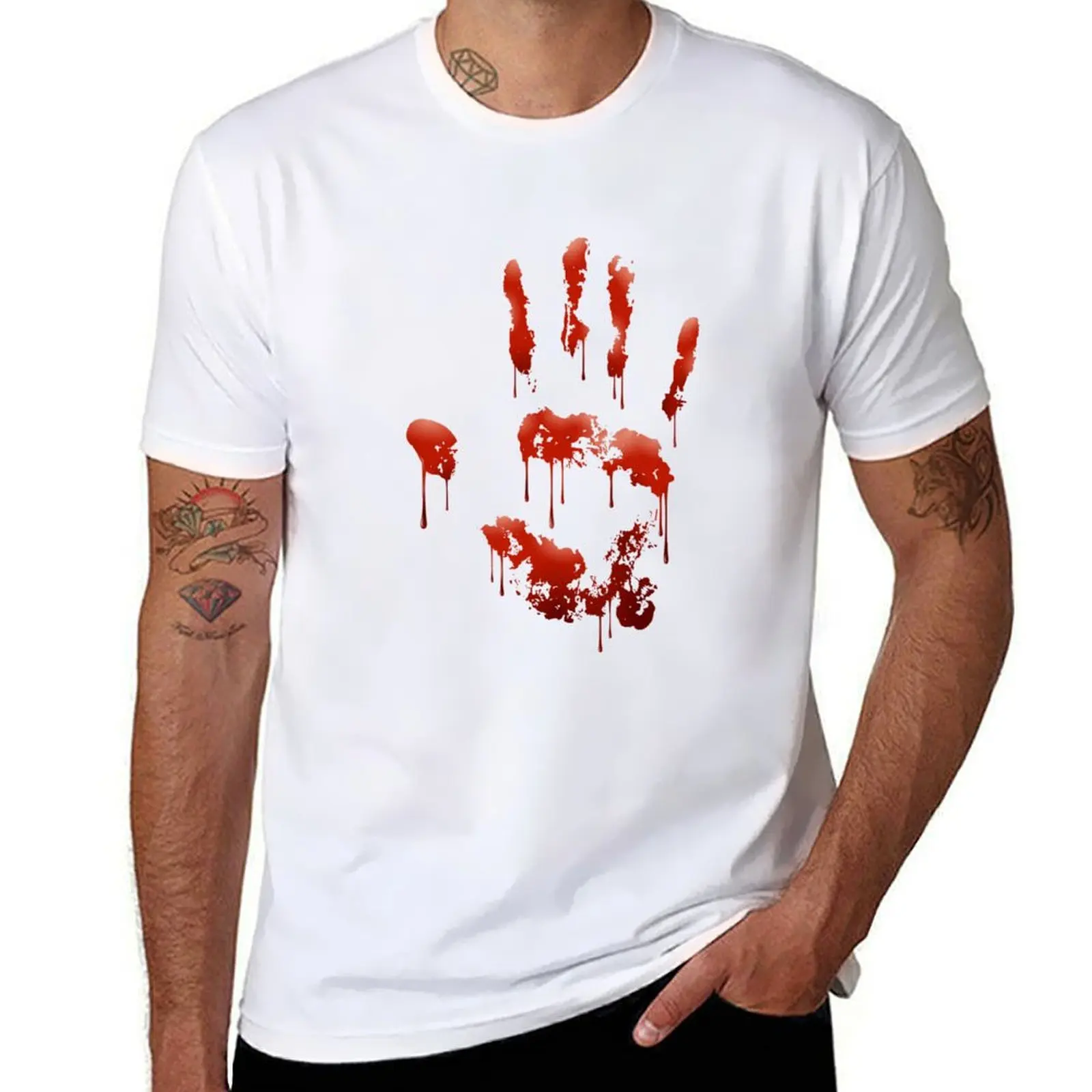 

hand blood T-Shirt t shirt for man 100 percent cotton funny t shirts dark humor