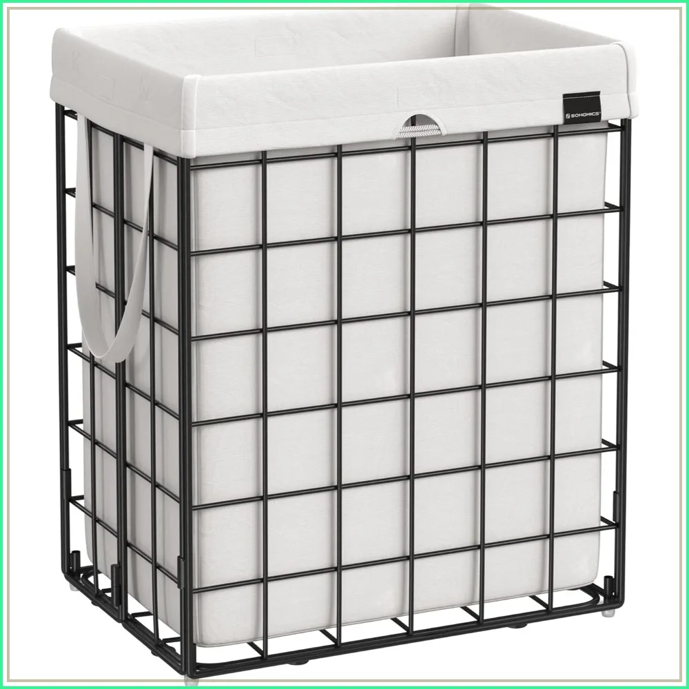 

23.8 Gal. (90L) Laundry Hamper, Collapsible Laundry Basket, Black and White