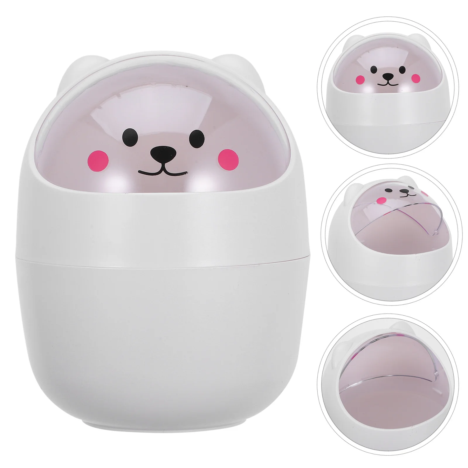 

1 pc Mini Desktop Trash Can Lovely Animal Design Shake Cover For Office Bedroom Kitchen Multi-Functional Storage Plastic Waste