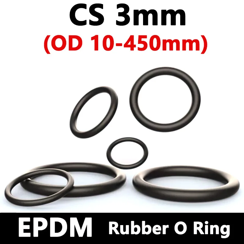 CS 3mm EPDM Gummi O-Ring Außendurchmesser 10mm bis 450mm Säure-, Alkali-, Wasser- und Reibungsbeständige O-Ring-Dichtungen Dichtungsscheiben Dichtung ID 4-444
