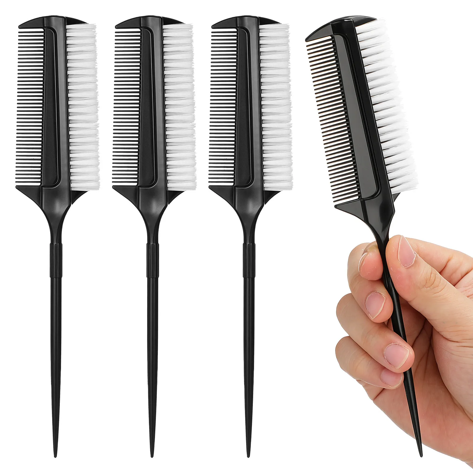 

4Pcs Dual Sided Short Bristle Hair Dye Brush Heat Resistant Comb for Hair Coloring Perm Highlight Touch Up Teasing Brush