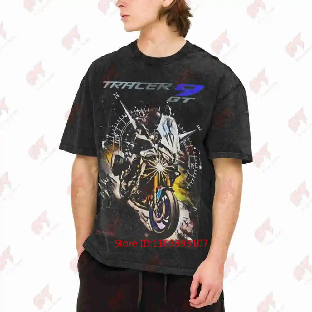 Tracer 9 GT Motorcycle CP3 Engine KYB Suspension Vintage Washed Tee Pure Cotton T-Shirt