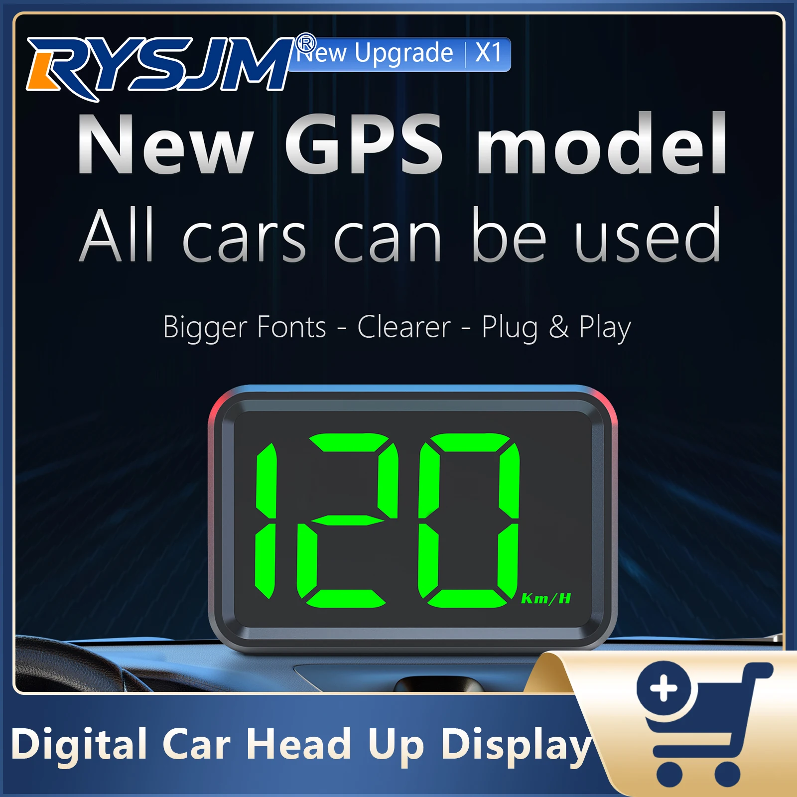 

Автомобильный GPS-дисплей X1 HUD с белой/зеленой подсветкой, спидометр KMH, измеритель скорости для всех автомобилей, автоэлектронные аксессуары
