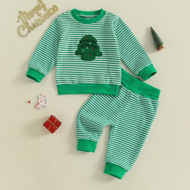 Toddler Baby Girls Boys Halloween Outfits Pumpkin Ghost Tree Turkey Embroidery Sweatshirts and Long Pants 2Pcs Clothes Set