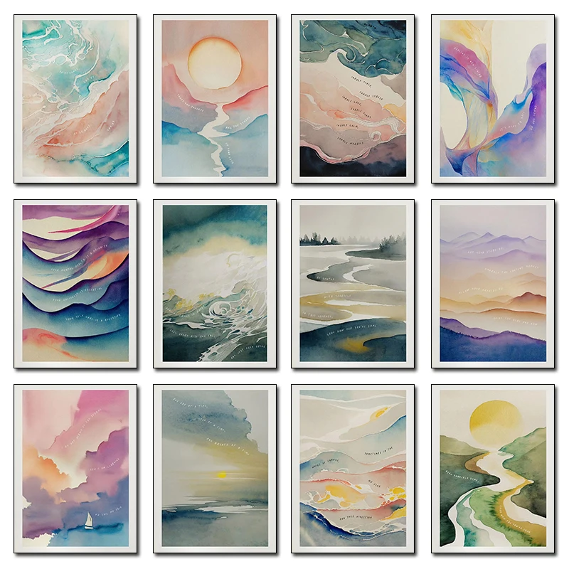 Watercolor Psychological Health Treatment Poster Print Canvas Pictures Home for Living Room Bedroom Wall Modern Decor Framele