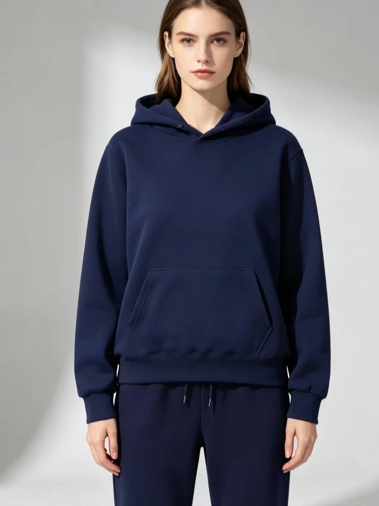 New Fashion Men's and Women's Hoodie Set Spring and Autumn Winter Casual Sweater Set Men's Top Solid Color Hooded Sweater Set view 5