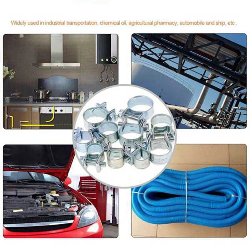 100Pcs 10 Sizes Zinc Plated Mini Fuel Injection Line Style Hose Clamp Assortment Kit, Perfect For Automotive, Agriculture, Plant