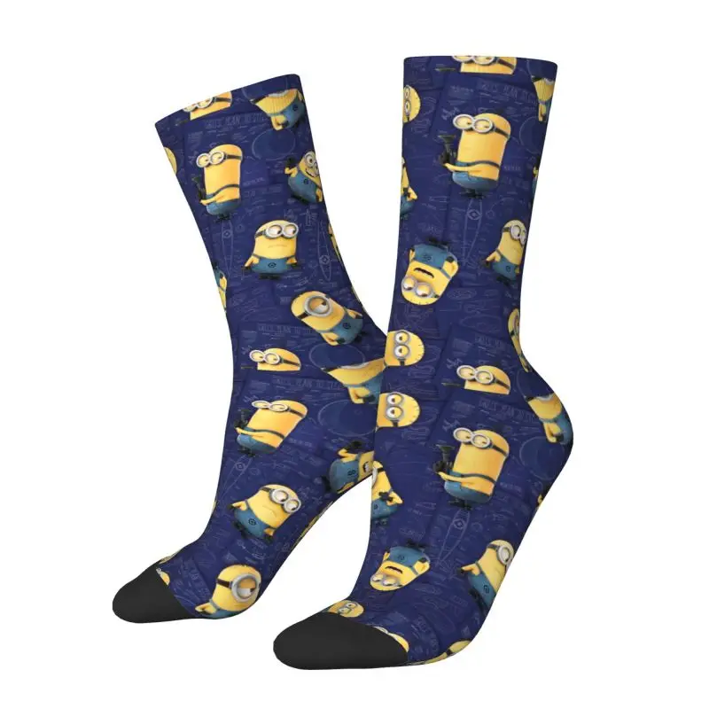 Custom M- Minions Emotions Mens Crew Socks Unisex Cool M- Minions Spring Summer Autumn Winter Dress Socks