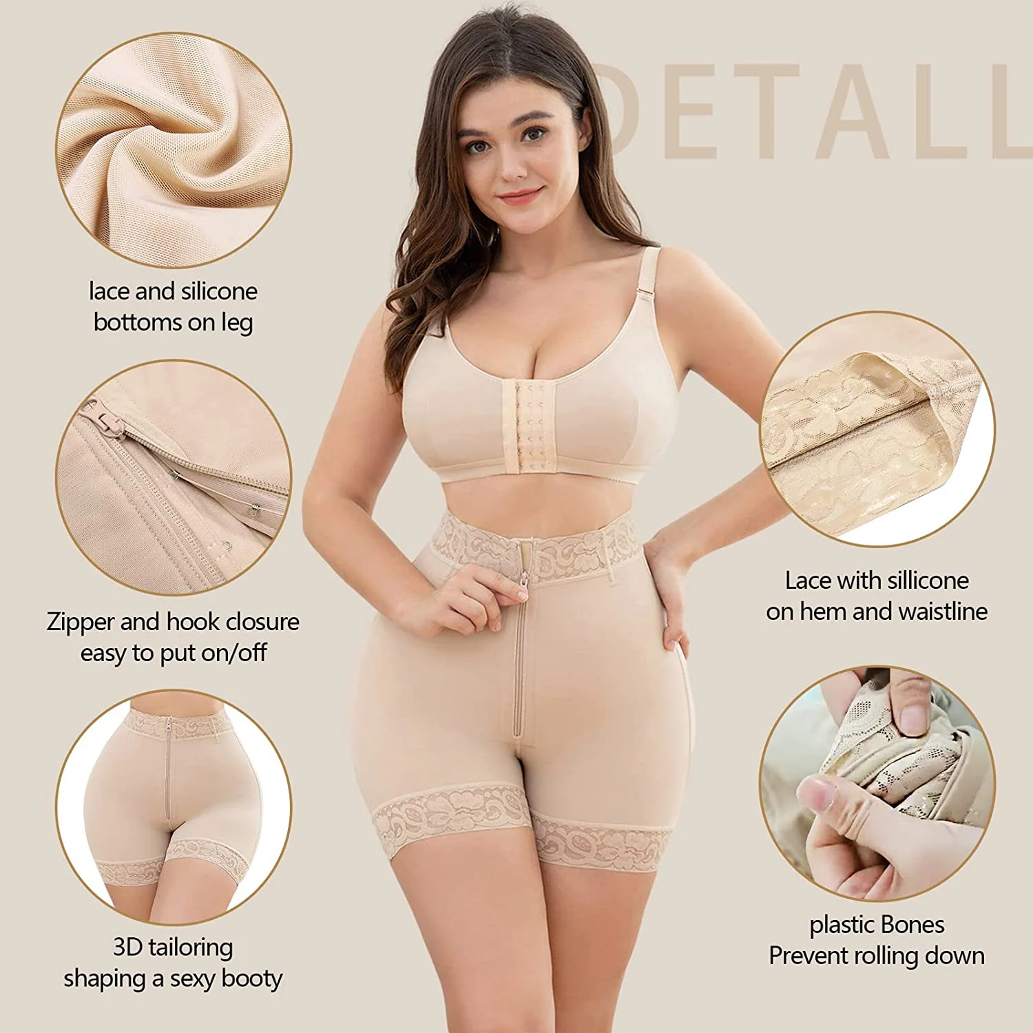 Body Shapewear Women Tummy Control High Waisted Butt Lifter Panties Compression Postpartum Slimming Underwear Boyshorts Zipper