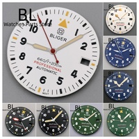 BLIGER Watch parts 29mm Pilot Watch Dial With Hands Black White Blue Green Dial C3 Luminous Fit NH34 NH35 NH36 Movement Modified