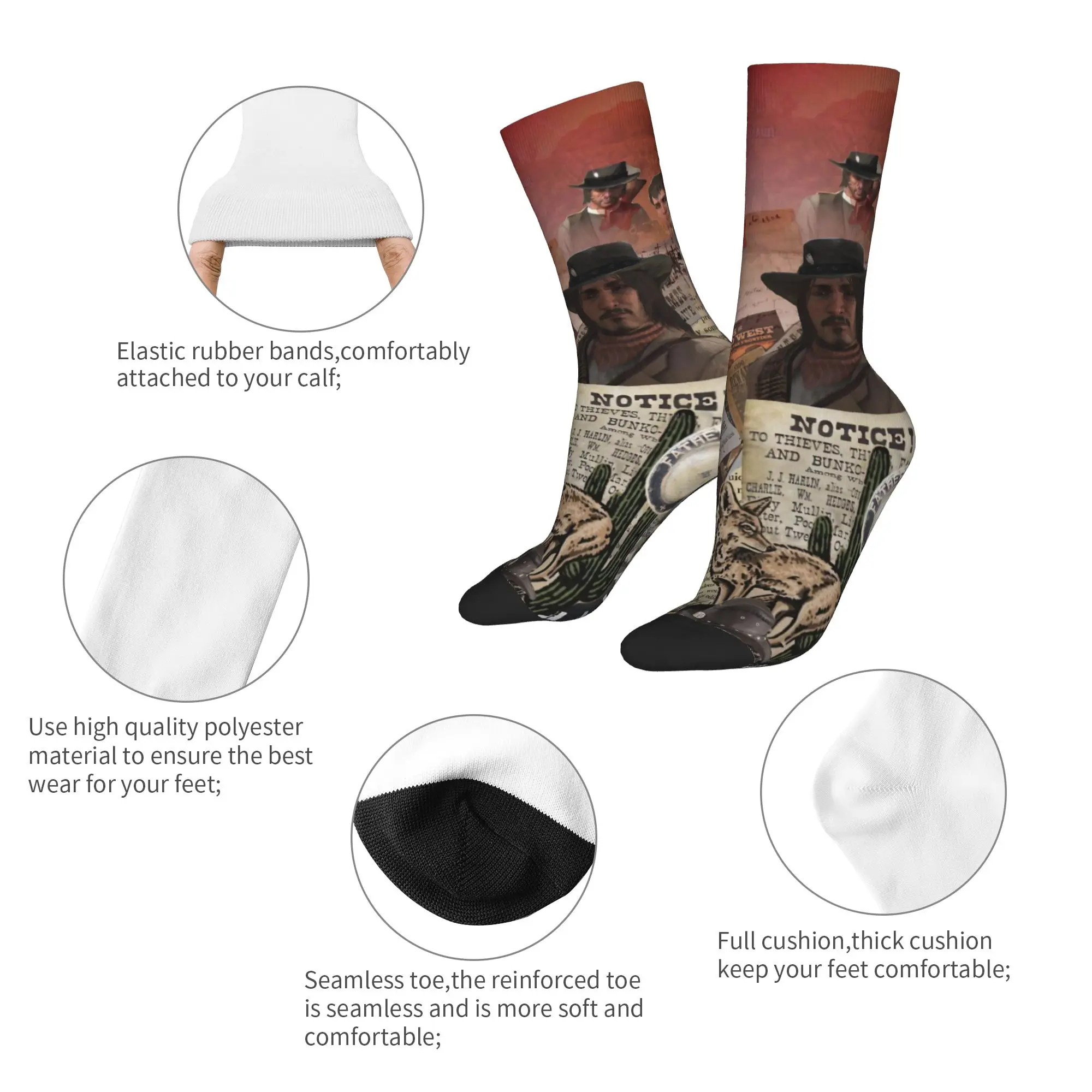 New Male Men Socks Harajuku Red Dead Redemption Sock Polyester John Jack Arthur Sport Women's Socks Spring Summer Autumn Winter