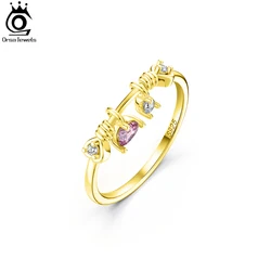 ORSA JEWELS Fashion 925 Sterling Silver Heart CZ Eternity Rings Women's 14K Gold Handmade AAAA Zircon Finger Rings Jewelry SR312