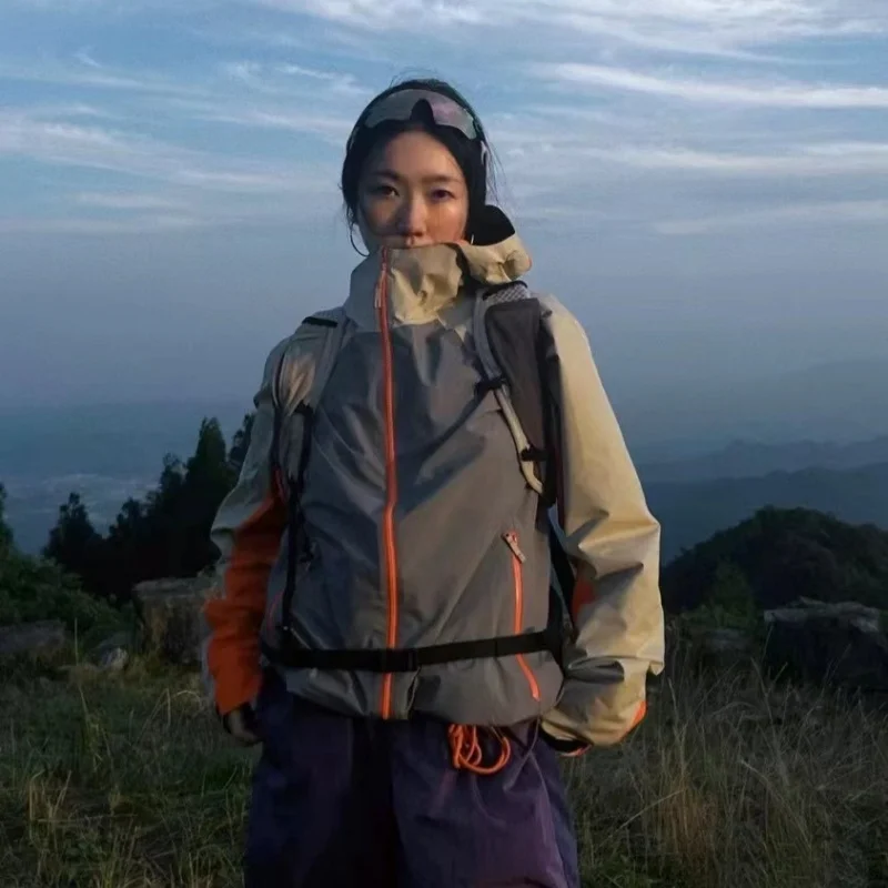 

New Autumn Winter Waterproof Hard ell Outdoor Windproof Hooded Jaet Men's Four Color Splicing Men's Downproof Jaet