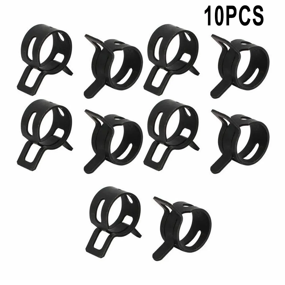 10 PCS/Set Black Spring With Fuel Hose Clip Silicone Hose Reusable 5-16mm Pipe Clip Lines Water Tube Clamps Fasteners Assortment