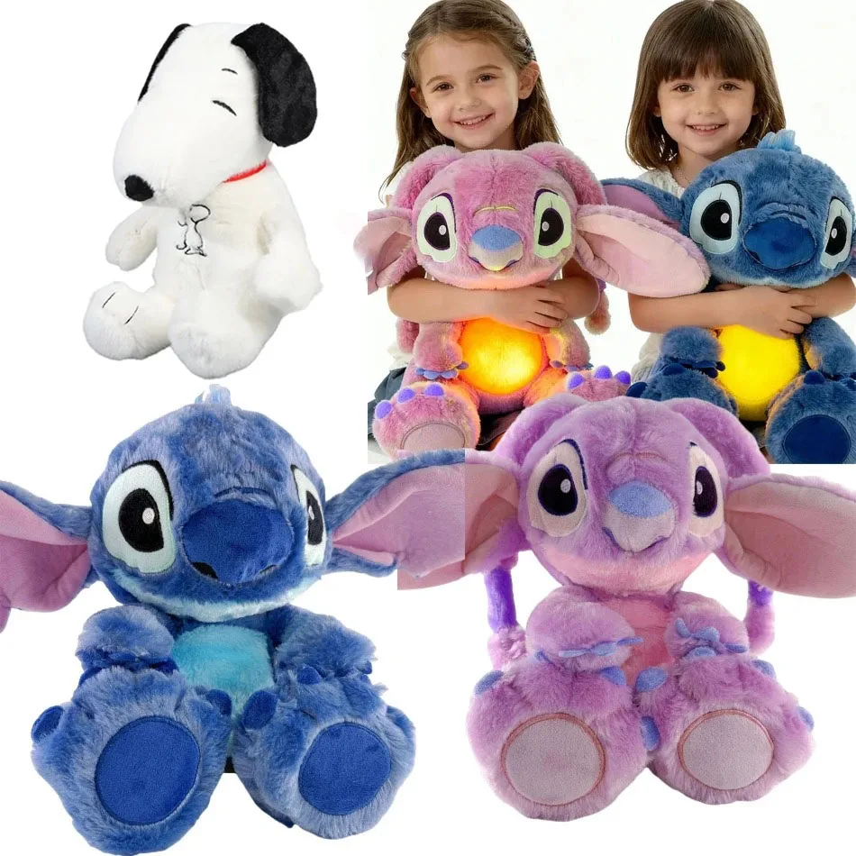 

Disney Lilo Stitch Plush Doll Breath Child ,Peluche Kawaii Soothes Toy Anime Baby Music Light Sleep Toys Pink Stitch Kid Gifts