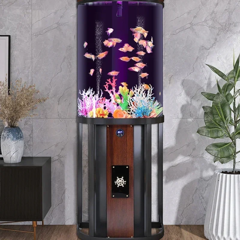 

semi-circular fish tank living room small household floor intelligent water-free acrylic tank aquarium Hot sales
