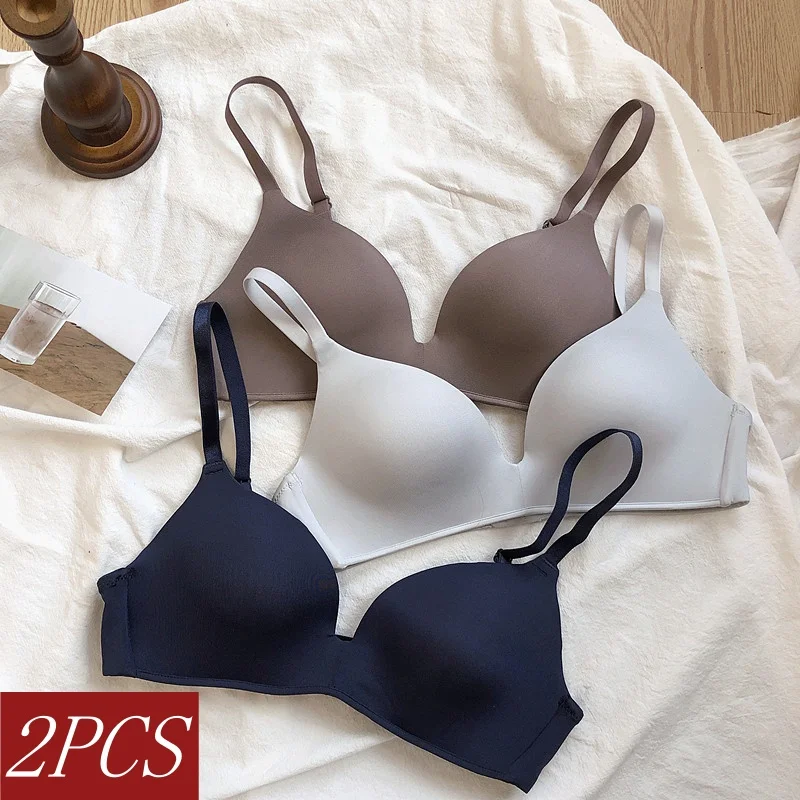 

2 шт./компл. бюстгальтеры с мягкой подкладкой для женщин, бюстгальтер пуш-ап, нижнее белье, бюстгальтер без косточек, сексуальное женское белье, сплошной цвет, чашка 3/4, комфортное нижнее белье