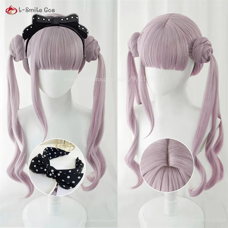 Nueva peluca de Cosplay Kako Tsukumo, pelucas largas de color morado rosado claro, pelo sintético resistente al calor, pelucas de Cosplay de Anime para mujer + gorro de peluca