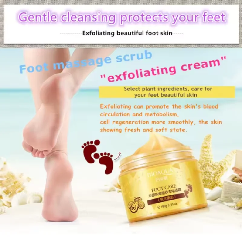BIOAQUA Shea Butter Foot Exfoliating Cream Moisturizing Remove Dead Skin Exfoliant Feet Pedicure Cream Foot Care Exfoliator