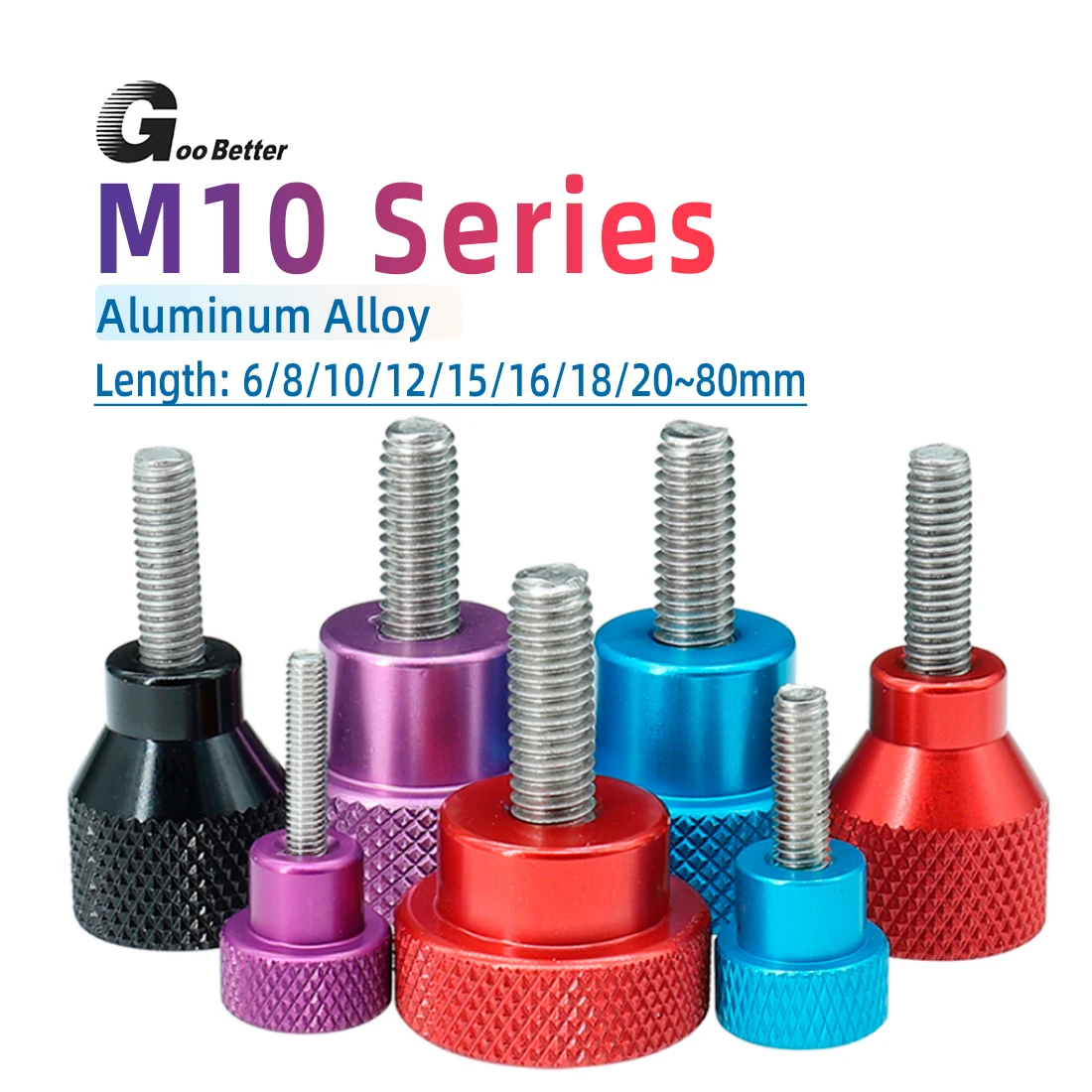 

1Pc Aluminium Alloy+Stainless Knurled Thumb Screw M10 Hand Grip Knob Step Bolt Screws Silvery/Black/Red/Blue/Golden/Purple/Green