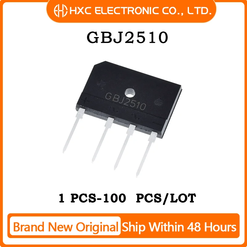 5PCS/10PCS/50PCS/100PCS GBJ2510 BRIDGE RECT 1PHASE 1KV 25A GBJ 100% New Original IC Chip