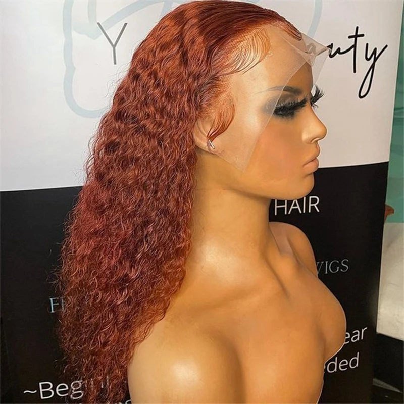 Leimlos weich 26 "lange verworrene lockige orange 180 Dichte Spitze Front Perücke für schwarze Frauen Babyhair täglich vor gezupft hitze beständig