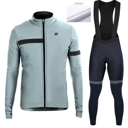 2022 BIEHLER Winter Thermal Fleece Cycling Jersey Set Men Winter Bicycle Long Sleeve Suit Bib Pants Clothes Bike Sportswear Warm